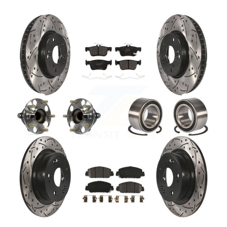 Front Rear Wheel Hub Bearing Coated Disc Brake Rotor And Pads Kit (10Pc) For Honda Accord KBB-124404