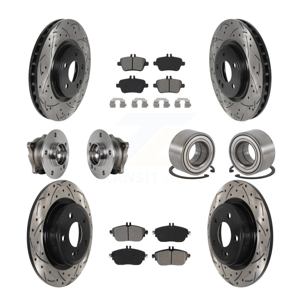 Front Rear Hub Bearing Coated Brake Rotor Pads Kit (10Pc) For Mercedes-Benz GLA250 CLA250 KBB-124424