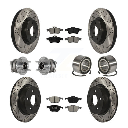 Front Rear Hub Bearing Coated Disc Brake Rotors And Pads Kit (10Pc) For Ford Escape C-Max KBB-124431