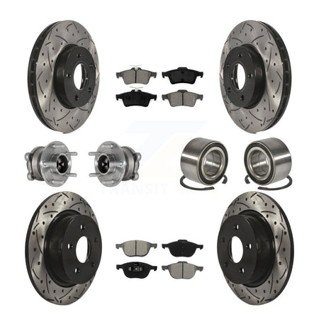 Front Rear Hub Bearing Coat Brake Rotor Pad Kit (10Pc) For Ford C-Max With Parking Assist KBB-124432