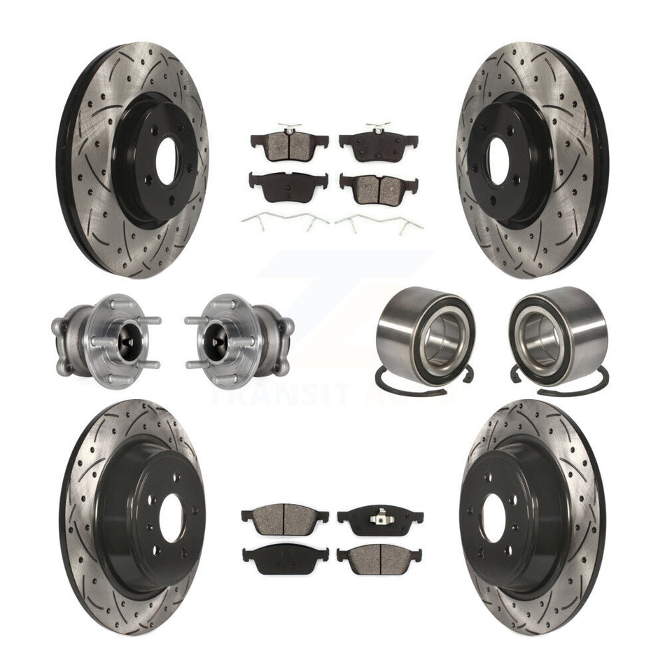 Front Rear Hub Bearing Coated Disc Brake Rotor Pad Kit (10Pc) For Ford Escape Lincoln MKC KBB-124444