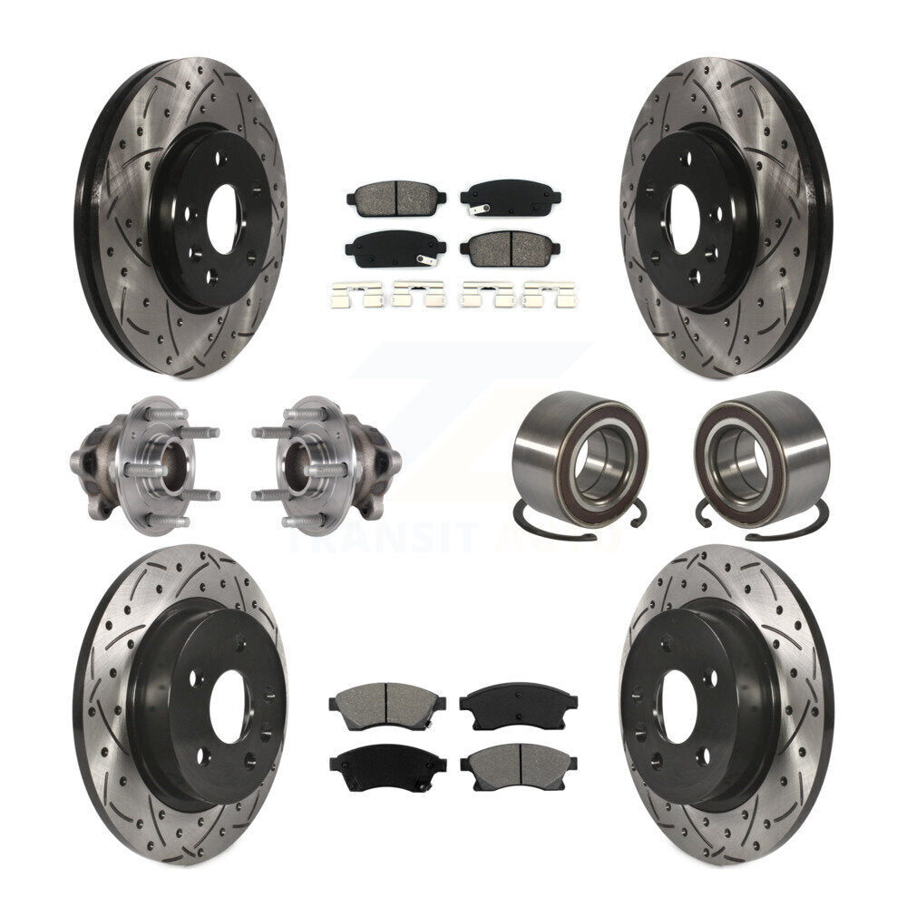 Front Rear Hub Bearing Coated Brake Rotor & Pads Kit (10Pc) For 2016-2017 Chevrolet Sonic KBB-124450