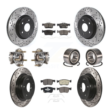 Front Rear Wheel Hub Bearing Coated Disc Brake Rotor And Pads Kit (10Pc) For Honda Accord KBB-124475