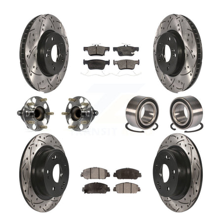 Front Rear Wheel Hub Bearing Coated Disc Brake Rotor And Pads Kit (10Pc) For Honda Accord KBB-124477