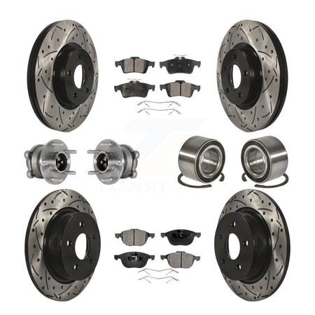 Front Rear Hub Bearing Coated Disc Brake Rotors And Pads Kit (10Pc) For Ford Escape C-Max KBB-124482