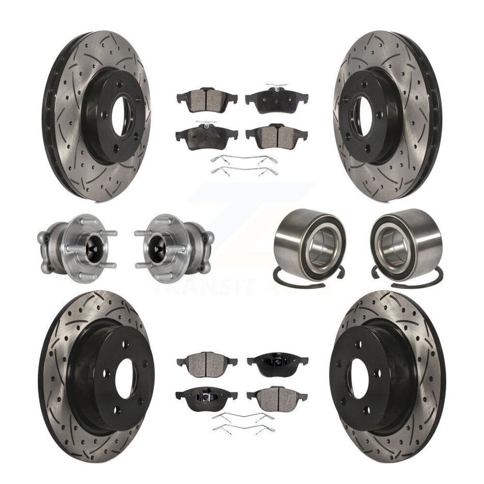 Front Rear Hub Bearing Coat Brake Rotor Pad Kit (10Pc) For Ford C-Max With Parking Assist KBB-124483
