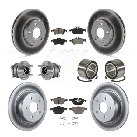 Front Rear Hub Bearing Coat Brake Rotor Pad Kit (10Pc) For Ford C-Max With Parking Assist KBB-124518