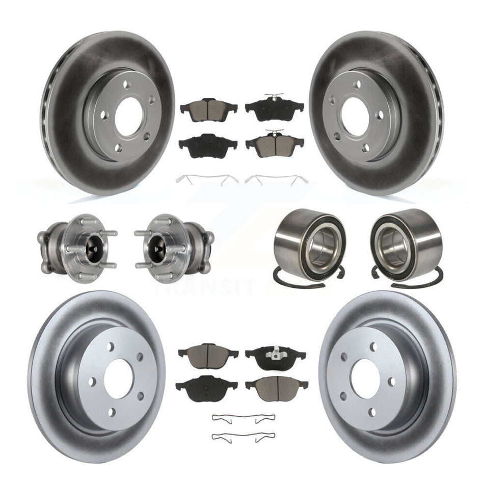 Front Rear Hub Bearing Coat Brake Rotor Pad Kit (10Pc) For Ford C-Max With Parking Assist KBB-124518