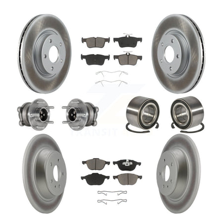 Front Rear Hub Bearing Coat Brake Rotor Pad Kit (10Pc) For Ford Escape FWD with 2.5L/1.5L KBB-124519