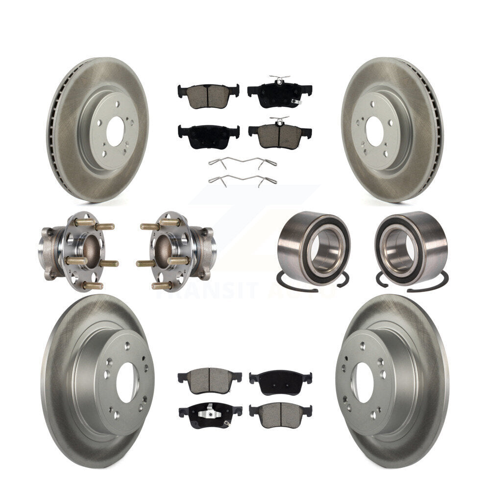 Front Rear Wheel Hub Bearing Coated Disc Brake Rotor And Pads Kit (10Pc) For Honda Accord KBB-124533