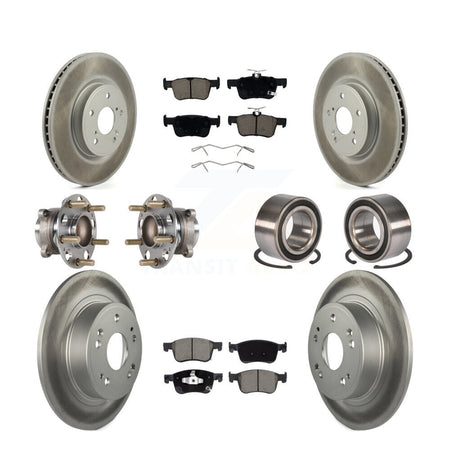 Front Rear Wheel Hub Bearing Coated Disc Brake Rotor And Pads Kit (10Pc) For Honda Accord KBB-124533