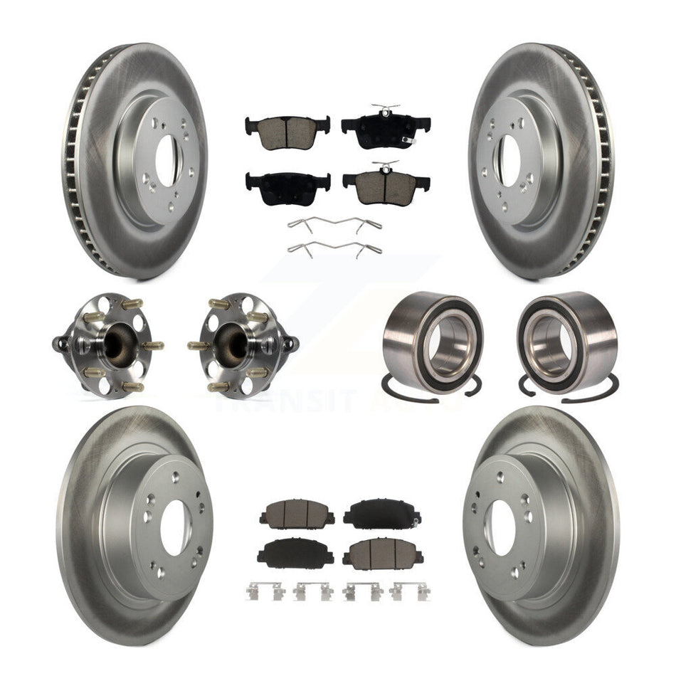 Front Rear Wheel Hub Bearing Coated Disc Brake Rotor And Pads Kit (10Pc) For Honda Accord KBB-124535