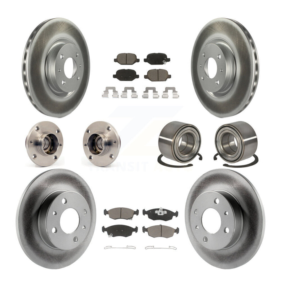 Front Rear Hub Bearings Coated Disc Brake Rotors And Ceramic Pads Kit (10Pc) For Fiat 500 KBB-124544