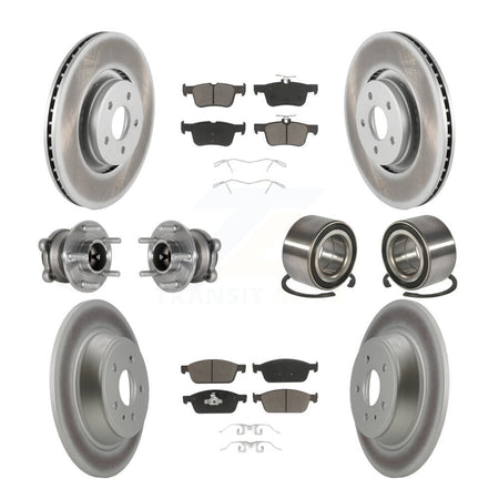 Front Rear Hub Bearing Coated Disc Brake Rotor And Ceramic Pad Kit (10Pc) For Lincoln MKC KBB-124554