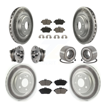 Front Rear Hub Bearing Coat Brake Rotor Pad Kit (10Pc) For 15-18 Mercedes-Benz CLA250 AWD KBB-124578