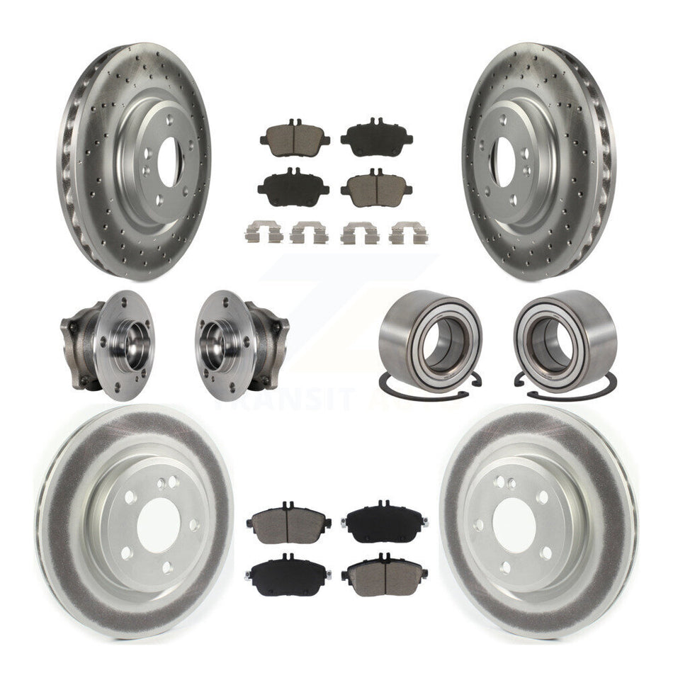 Front Rear Hub Bearing Coat Brake Rotor Pad Kit (10Pc) For 15-18 Mercedes-Benz CLA250 AWD KBB-124578