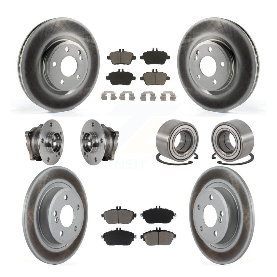 Front Rear Hub Bearing Coated Brake Rotor Pads Kit (10Pc) For Mercedes-Benz GLA250 CLA250 KBB-124579