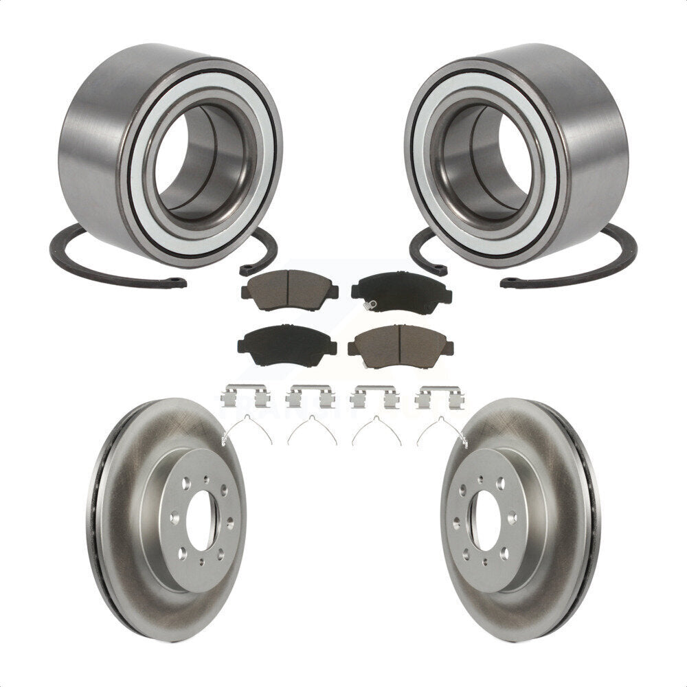 Front Wheel Bearing Coat Brake Rotor Pads Kit For 2004-2005 Honda Civic With 4 Lug Wheels KBB-124615