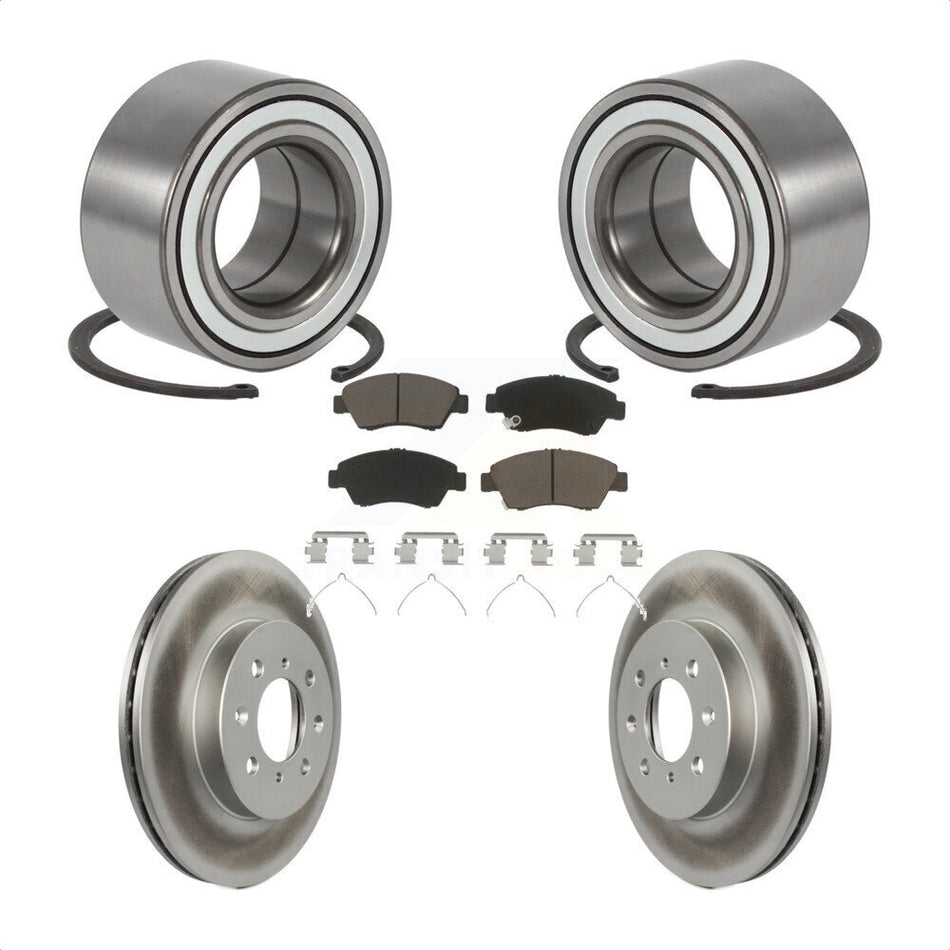 Front Wheel Bearing Coat Brake Rotor Pads Kit For 2004-2005 Honda Civic With 4 Lug Wheels KBB-124615