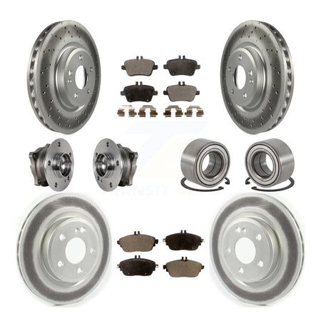 Front Rear Hub Bearing Coat Brake Rotor Pad Kit (10Pc) For 15-18 Mercedes-Benz CLA250 AWD KBB-124627