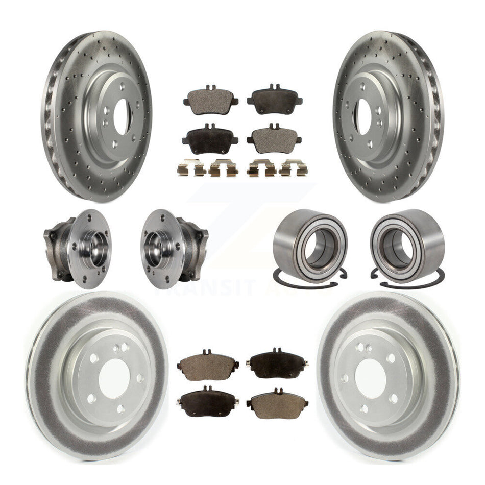 Front Rear Hub Bearing Coat Brake Rotor Pad Kit (10Pc) For 15-18 Mercedes-Benz CLA250 AWD KBB-124627