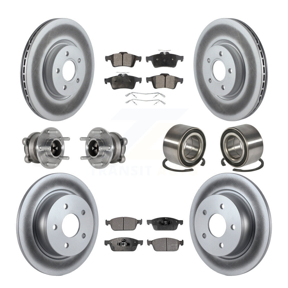 Front Rear Hub Bearing Coated Brake Rotor & Pads Kit (10Pc) For Ford Escape FWD with 2.0L KBB-124642