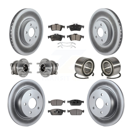 Front Rear Hub Bearing Coated Brake Rotor & Pads Kit (10Pc) For Ford Escape FWD with 2.0L KBB-124642