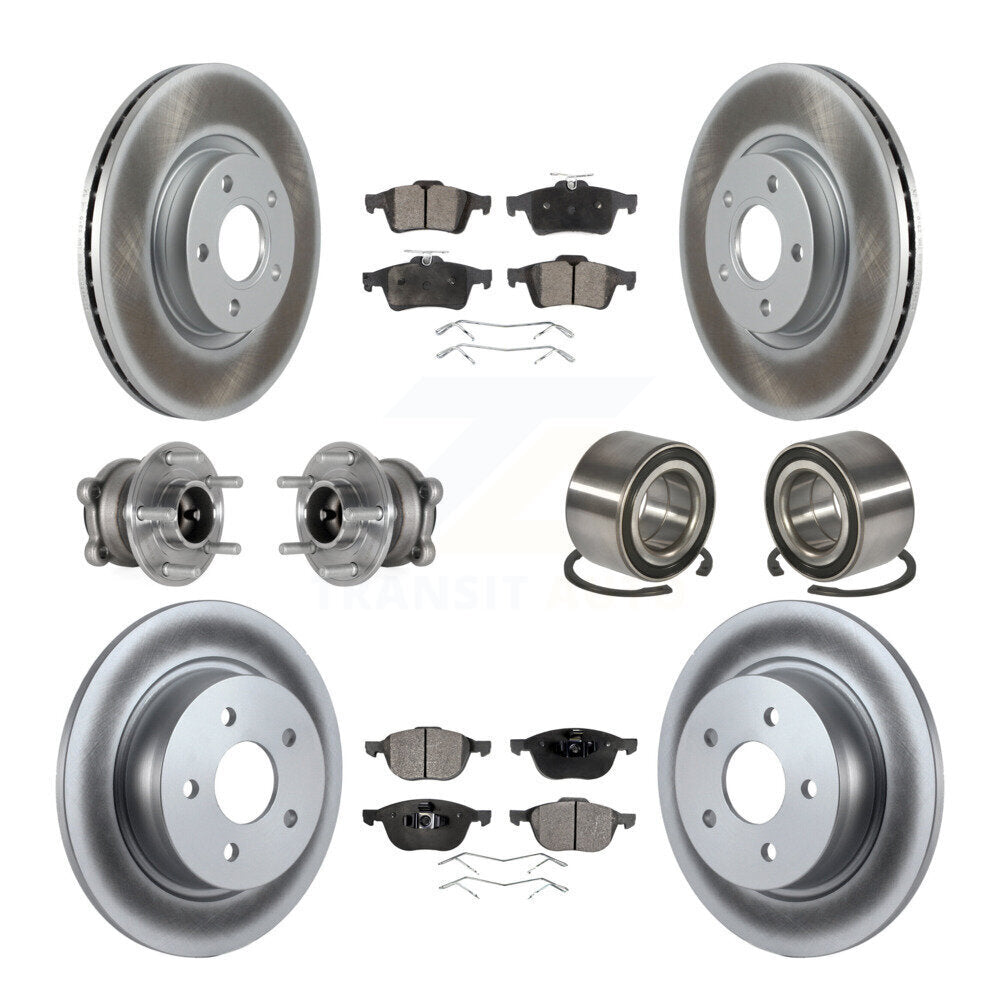 Front Rear Hub Bearing Coated Disc Brake Rotors And Pads Kit (10Pc) For Ford Escape C-Max KBB-124643
