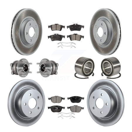Front Rear Hub Bearing Coated Disc Brake Rotors And Pads Kit (10Pc) For Ford Escape C-Max KBB-124643