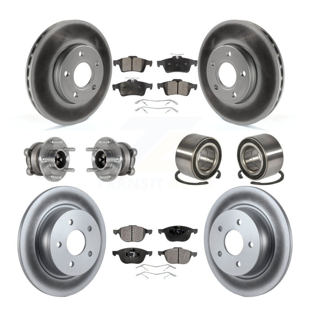 Front Rear Hub Bearing Coat Brake Rotor Pad Kit (10Pc) For Ford C-Max With Parking Assist KBB-124644