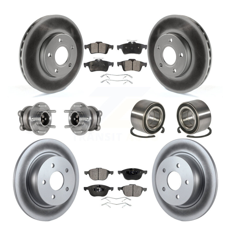 Front Rear Hub Bearing Coat Brake Rotor Pad Kit (10Pc) For Ford C-Max With Parking Assist KBB-124644