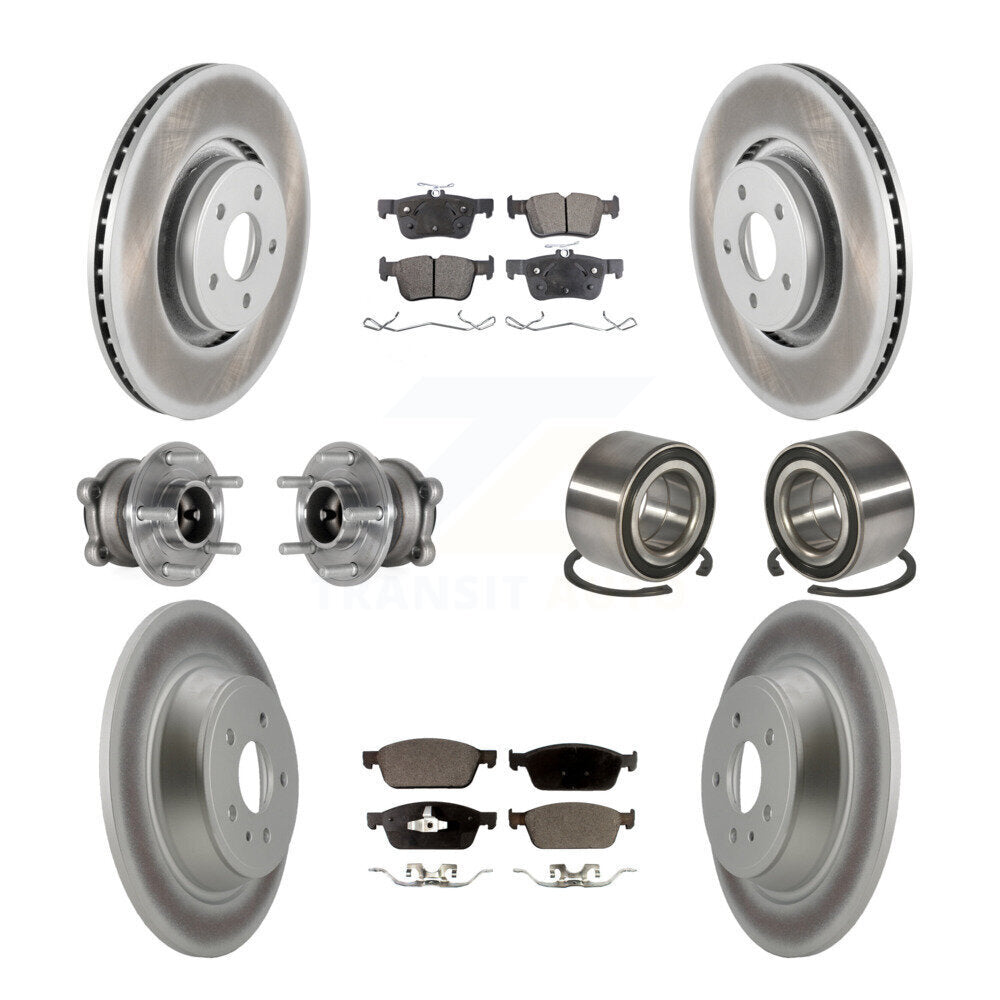 Front Rear Wheel Hub Bearing Coated Disc Brake Rotors And Pads Kit (10Pc) For Lincoln MKC KBB-124645