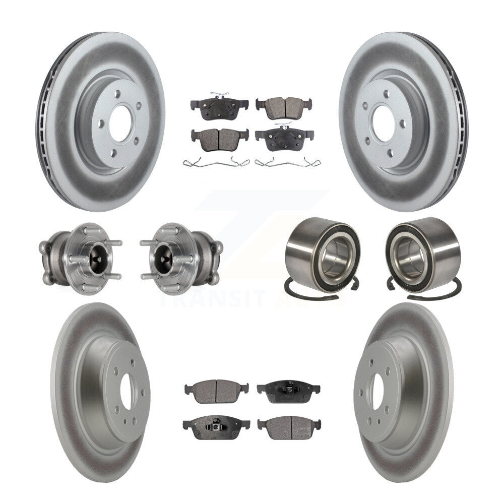 Front Rear Hub Bearing Coated Disc Brake Rotor Pad Kit (10Pc) For Ford Escape Lincoln MKC KBB-124646