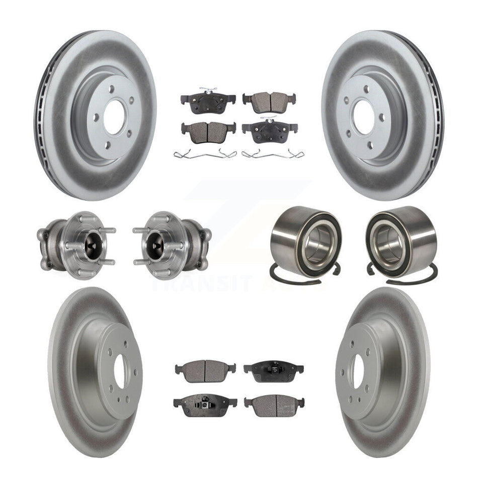 Front Rear Hub Bearing Coated Disc Brake Rotor Pad Kit (10Pc) For Ford Escape Lincoln MKC KBB-124646