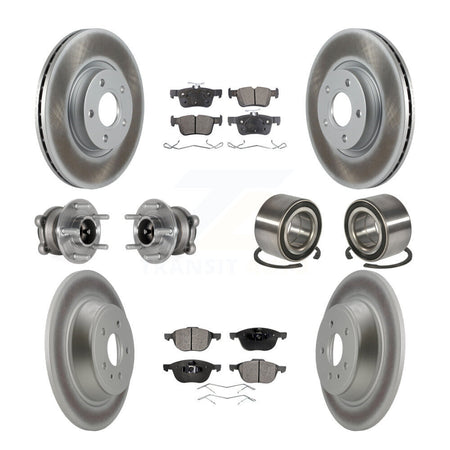 Front Rear Hub Bearing Coat Brake Rotor Pad Kit (10Pc) For Ford Escape FWD with 2.5L/1.5L KBB-124647