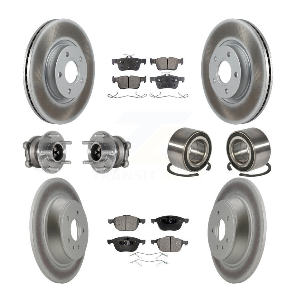 Front Rear Hub Bearing Coat Brake Rotor Pad Kit (10Pc) For Ford Escape FWD with 2.5L/1.5L KBB-124647