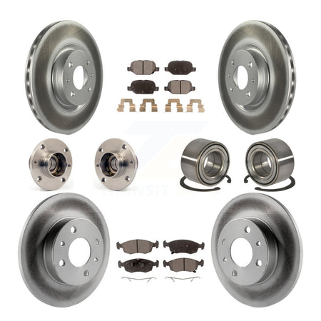 Front Rear Hub Bearing Assembly Coated Disc Brake Rotors And Pads Kit (10Pc) For Fiat 500 KBB-124682
