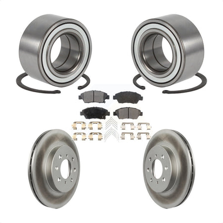 Front Wheel Bearing Coat Brake Rotor Pads Kit For 2004-2005 Honda Civic With 4 Lug Wheels KBB-124698