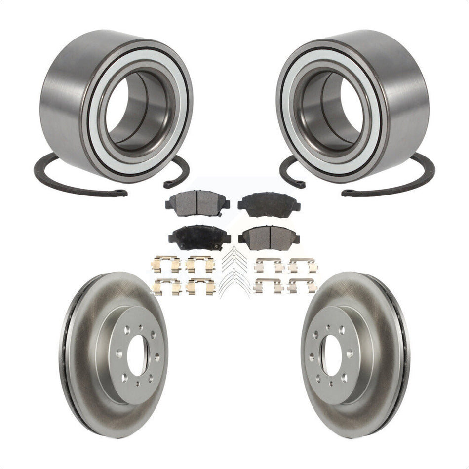 Front Wheel Bearing Coat Brake Rotor Pads Kit For 2004-2005 Honda Civic With 4 Lug Wheels KBB-124698