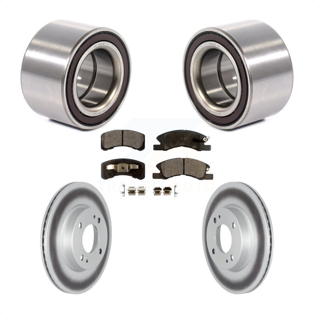 Front Wheel Bearing Coated Disc Brake Rotor & Pads Kit For 2017-2022 Mitsubishi Mirage G4 KBB-124702