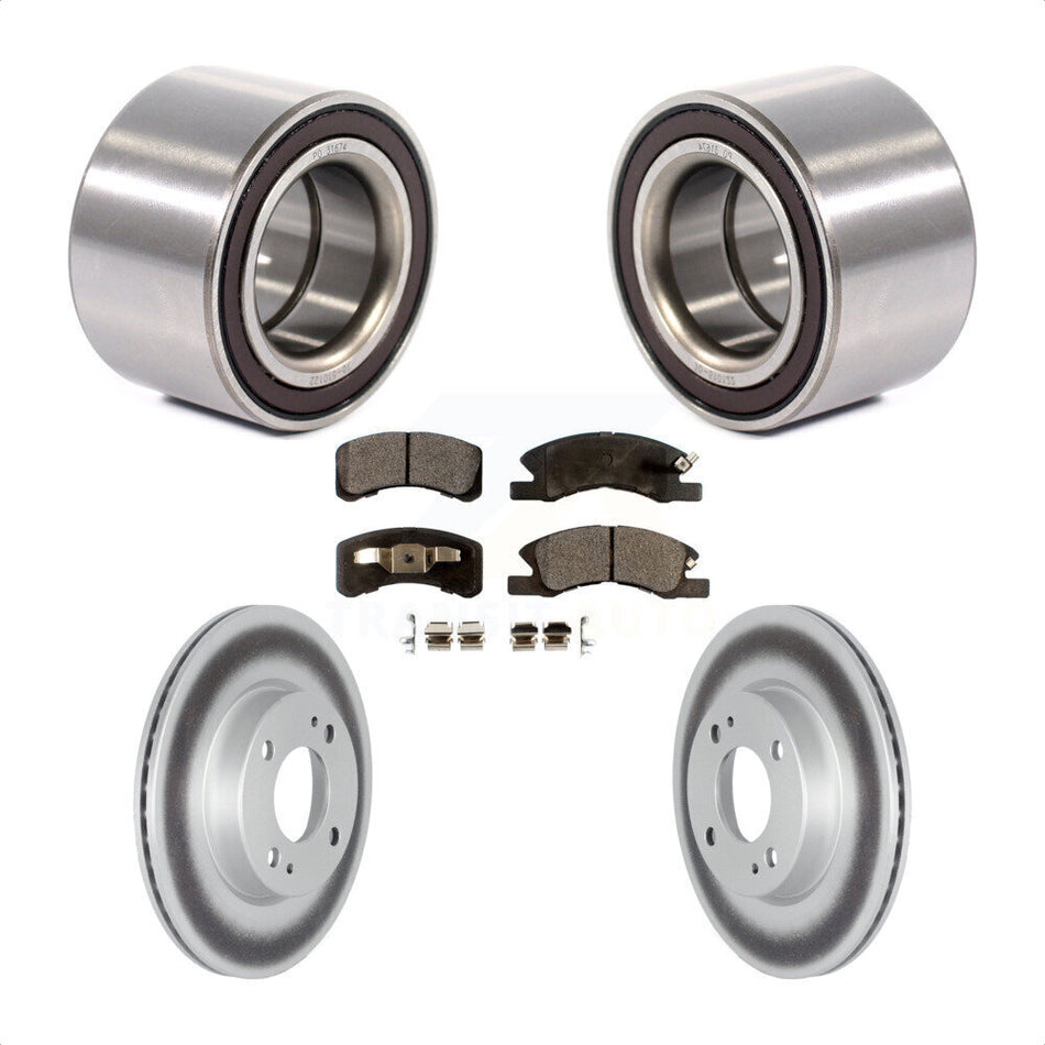 Front Wheel Bearing Coated Disc Brake Rotor & Pads Kit For 2017-2022 Mitsubishi Mirage G4 KBB-124702