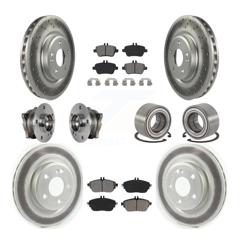 Front Rear Hub Bearing Coat Brake Rotor Pad Kit (10Pc) For 15-18 Mercedes-Benz CLA250 AWD KBB-124739