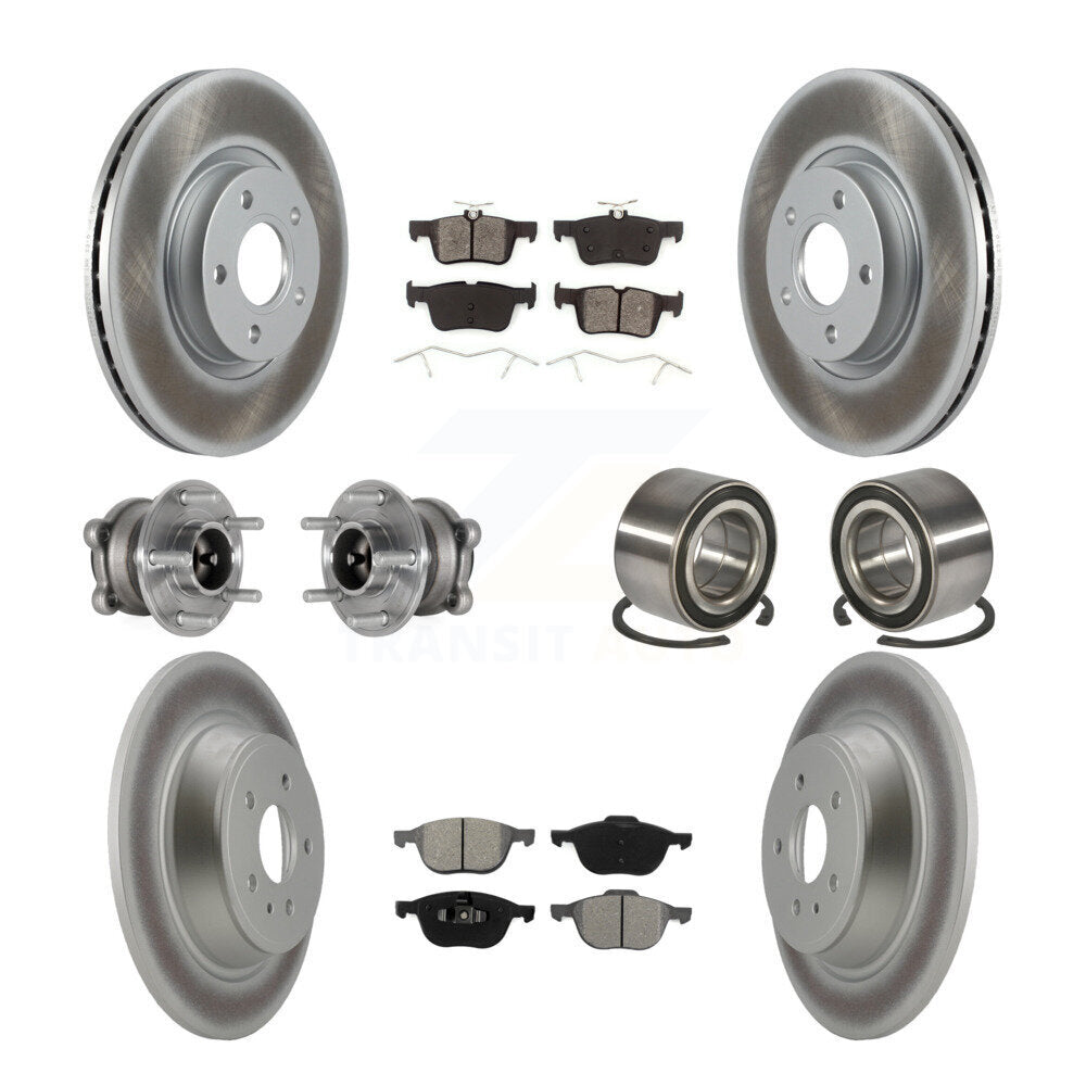 Front Rear Hub Bearing Coat Brake Rotor Pad Kit (10Pc) For Ford Escape FWD with 2.5L/1.5L KBB-124760