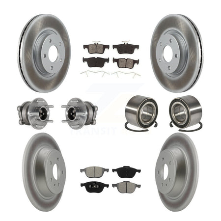 Front Rear Hub Bearing Coat Brake Rotor Pad Kit (10Pc) For Ford Escape FWD with 2.5L/1.5L KBB-124760