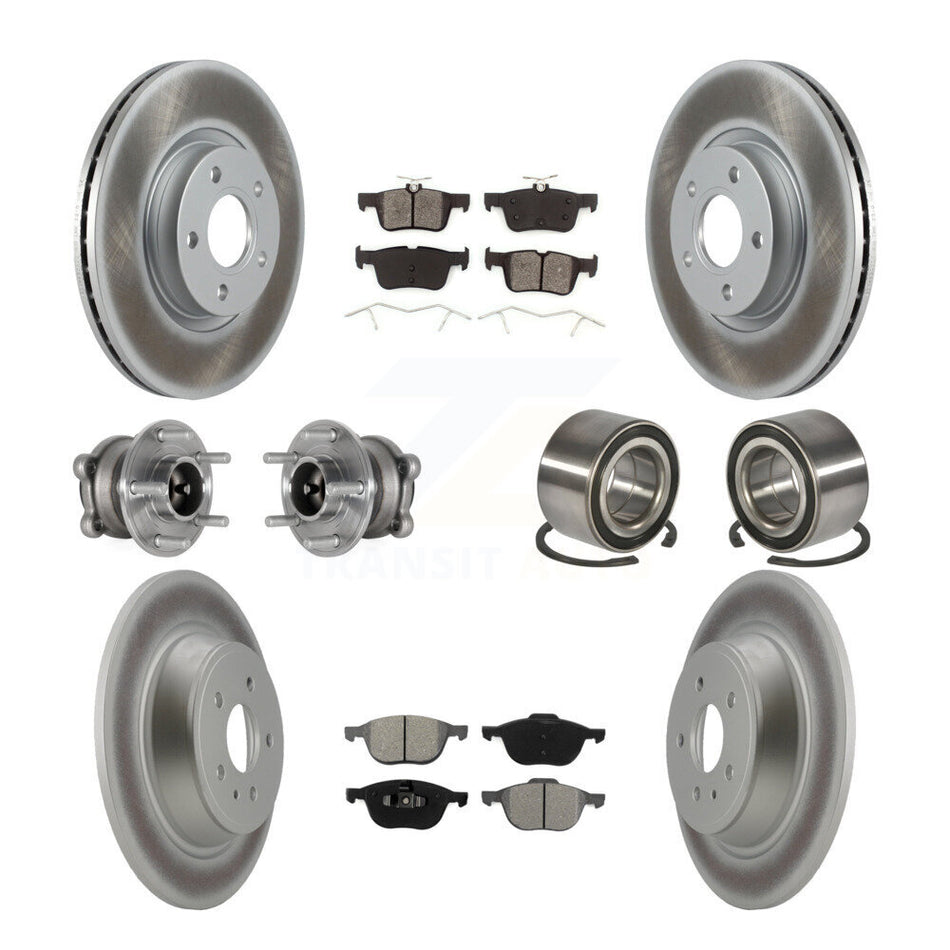 Front Rear Hub Bearing Coat Brake Rotor Pad Kit (10Pc) For Ford Escape FWD with 2.5L/1.5L KBB-124760