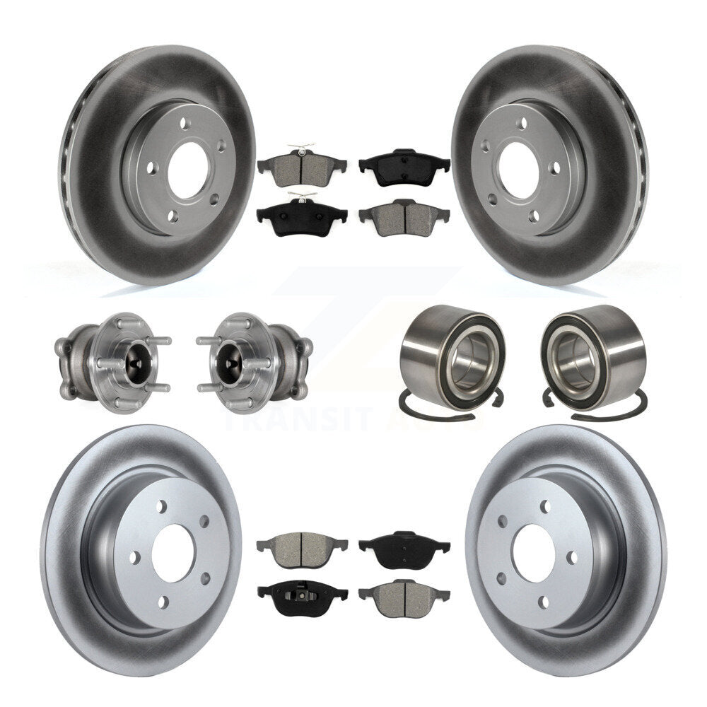Front Rear Hub Bearing Coat Brake Rotor Pad Kit (10Pc) For Ford C-Max With Parking Assist KBB-124779