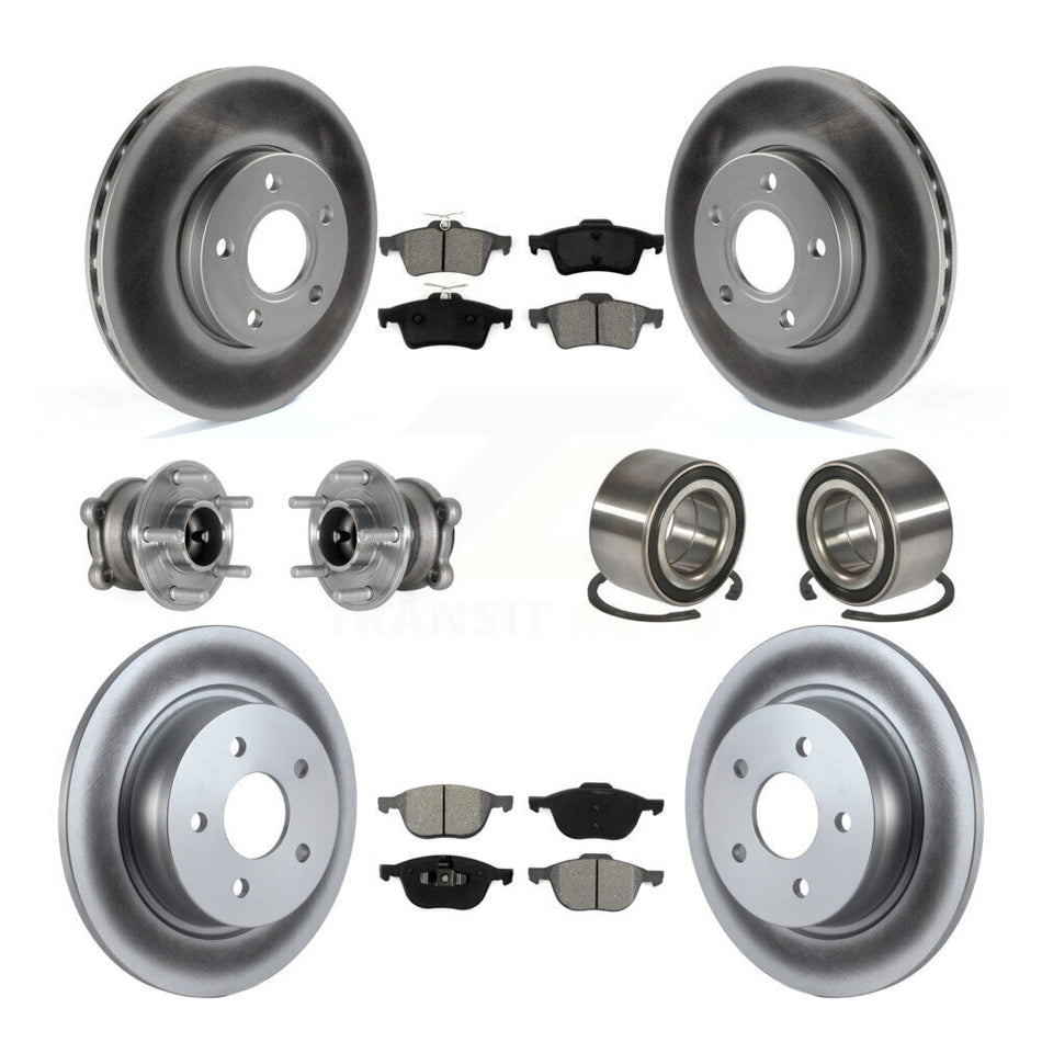 Front Rear Hub Bearing Coat Brake Rotor Pad Kit (10Pc) For Ford C-Max With Parking Assist KBB-124779