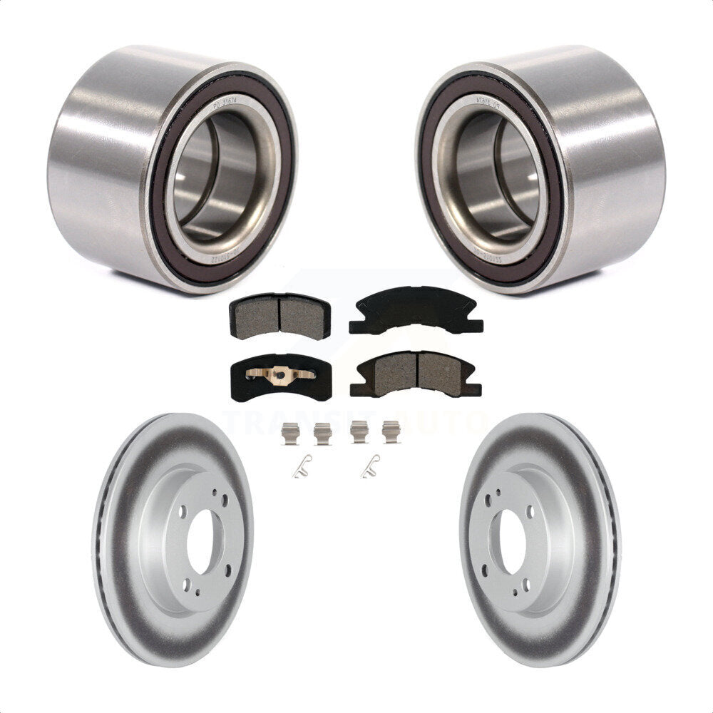 Front Wheel Bearing Coated Disc Brake Rotor & Pads Kit For 2017-2022 Mitsubishi Mirage G4 KBB-124799