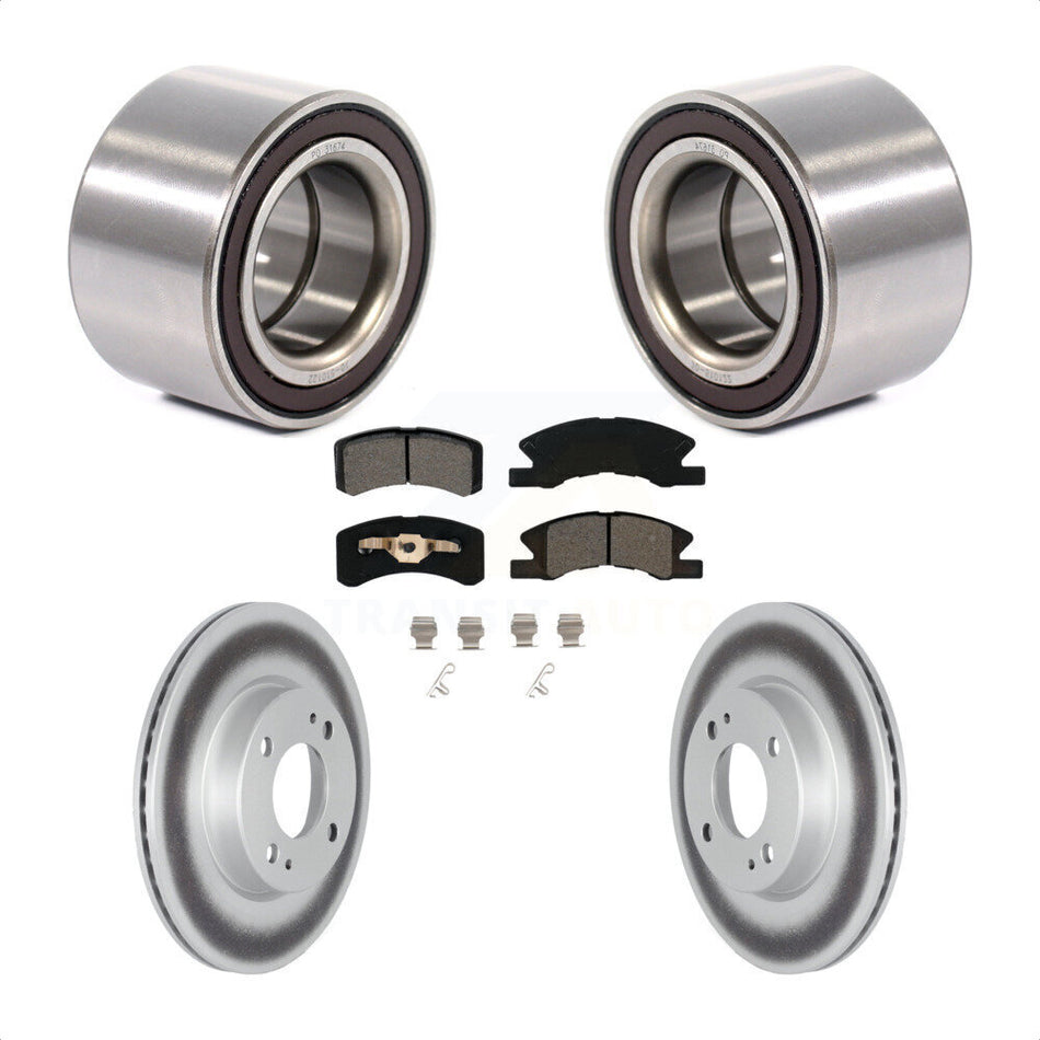 Front Wheel Bearing Coated Disc Brake Rotor & Pads Kit For 2017-2022 Mitsubishi Mirage G4 KBB-124799