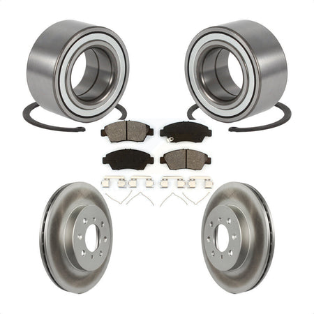 Front Wheel Bearing Coat Brake Rotor Pads Kit For 2004-2005 Honda Civic With 4 Lug Wheels KBB-124802
